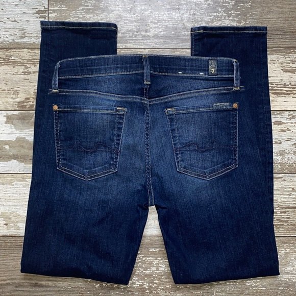 7 For All Mankind Josefina Boyfriend Skinny Bootcut Mid Rise Dark Wash Sz 25 - Picture 7 of 7